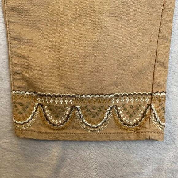 Coldwater Creek Womens Embroidered Pants 16 Natural Fit Tan Cropped Casual Y2K - Picture 12 of 13